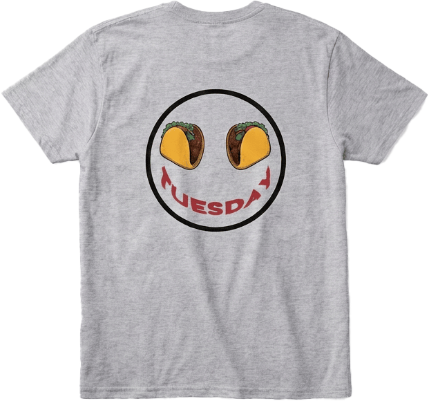 Back view Taco Tuesday t-shirt with large graphic.