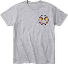 Gray t-shirt with a smiley face graphic and 'Tuesday' text smile.