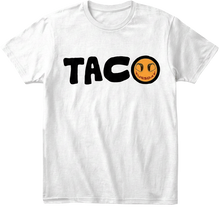 t-shirt with black 'TACO' text and a yellow taco graphic on a transparent background.